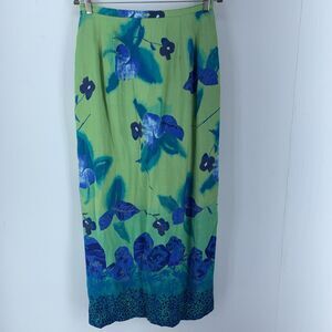 Vtg Intriguing Threads Womens 12 Midi Skirt 90’s Y2K Array Colorful Floral Slit